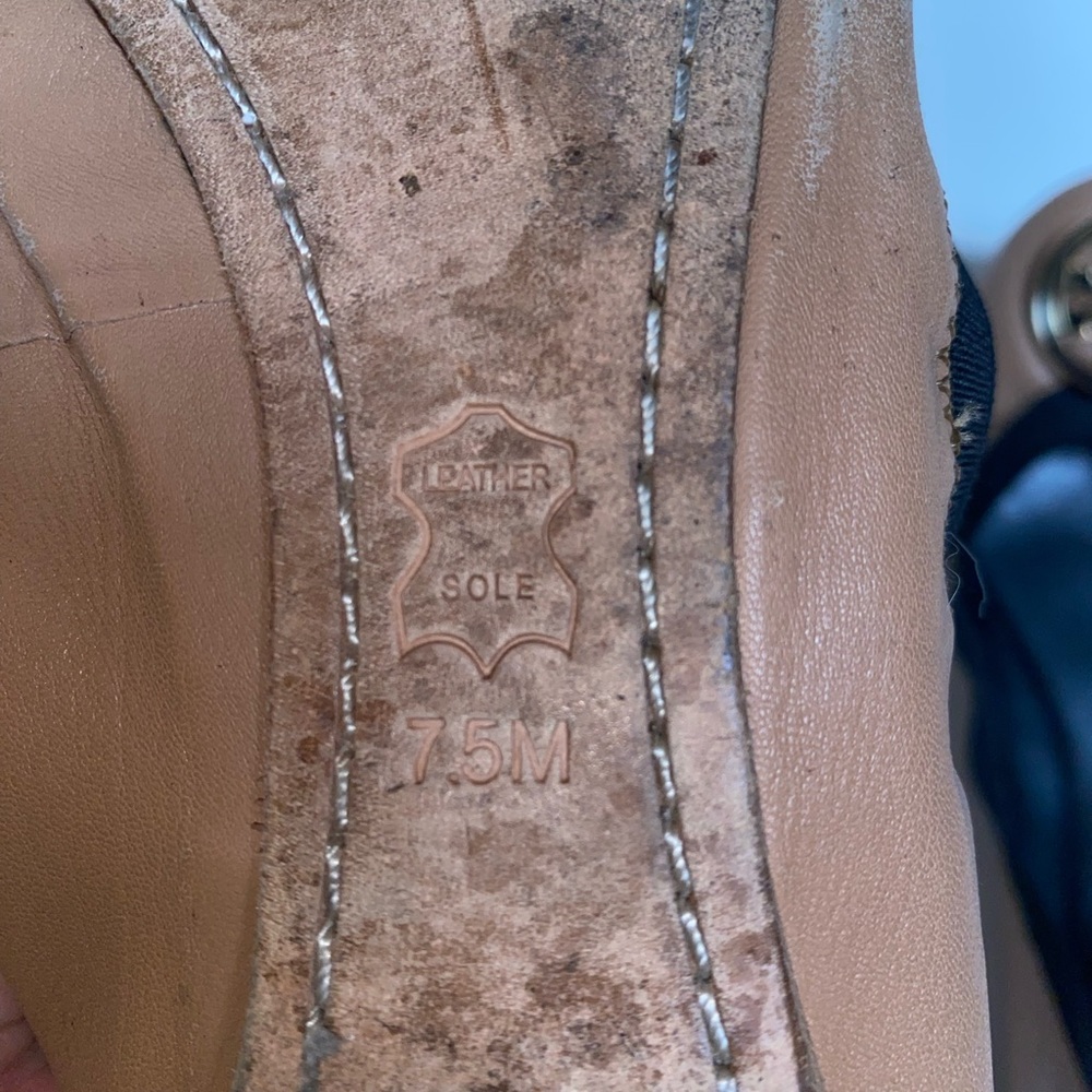 Tory Burch Tan Leather Ballet Flats With Logo Sz Women’s 7.5 M - Picture 8 of 11